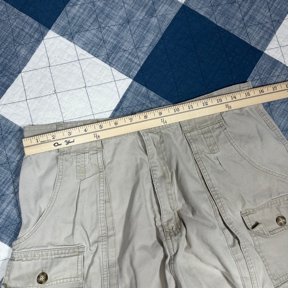 Faded Glory Mens Tan Khaki Cargo Shorts Size 32 Elastic Waist Cotton Casual - Picture 5 of 7
